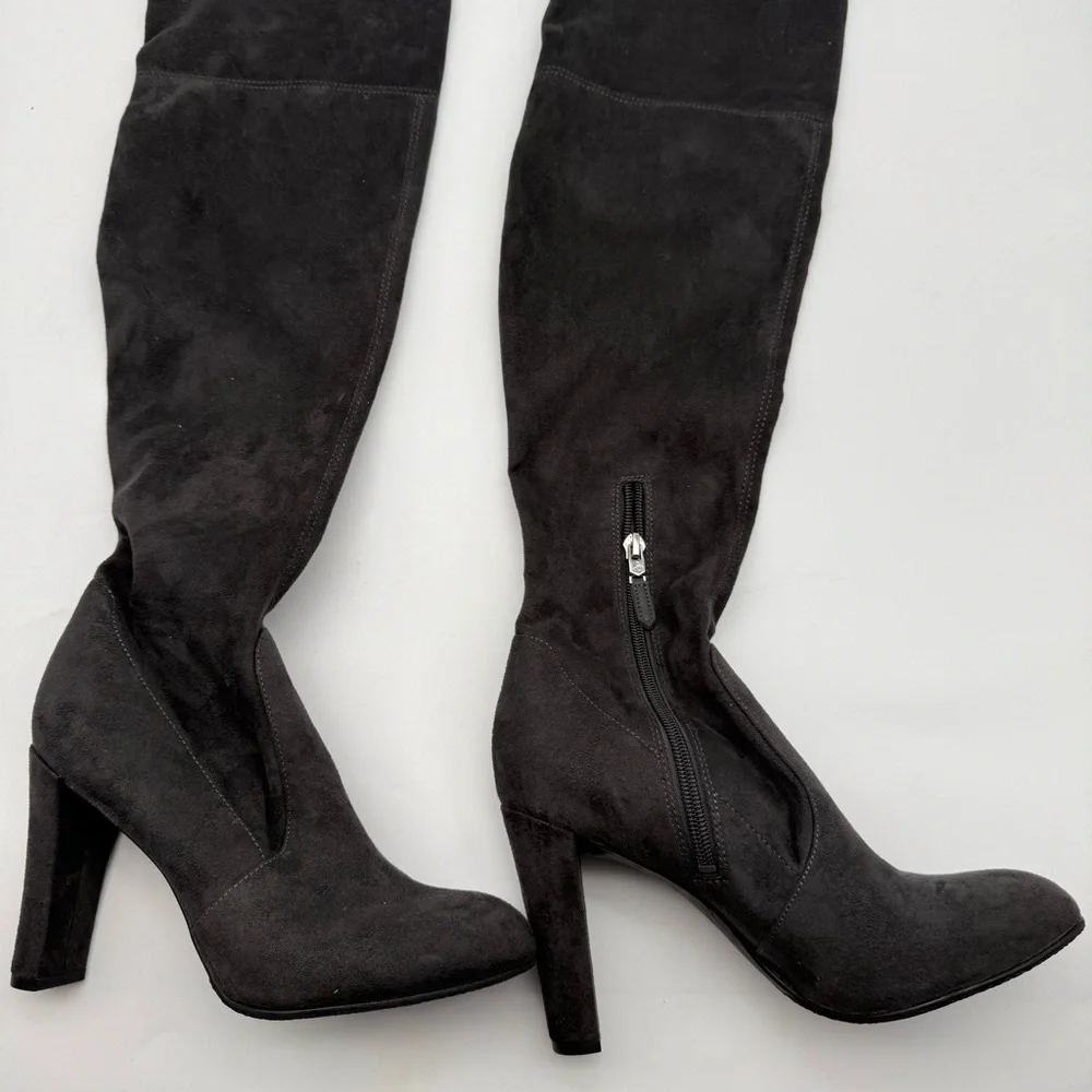 SAM EDELMAN KENT over the knee heeled suede boot dark grey